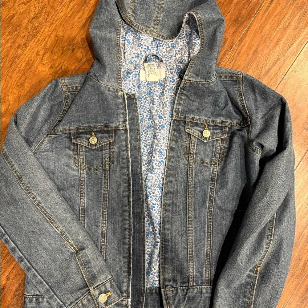 GAP Kids Blue Denim Jacket with Floral Lining